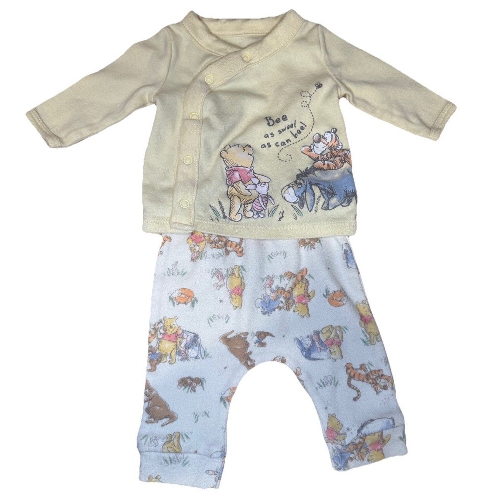 Disney Baby Wishes & Dreams Winnie the Pooh Yellow Sleepwear‎ Pajama Set Newborn